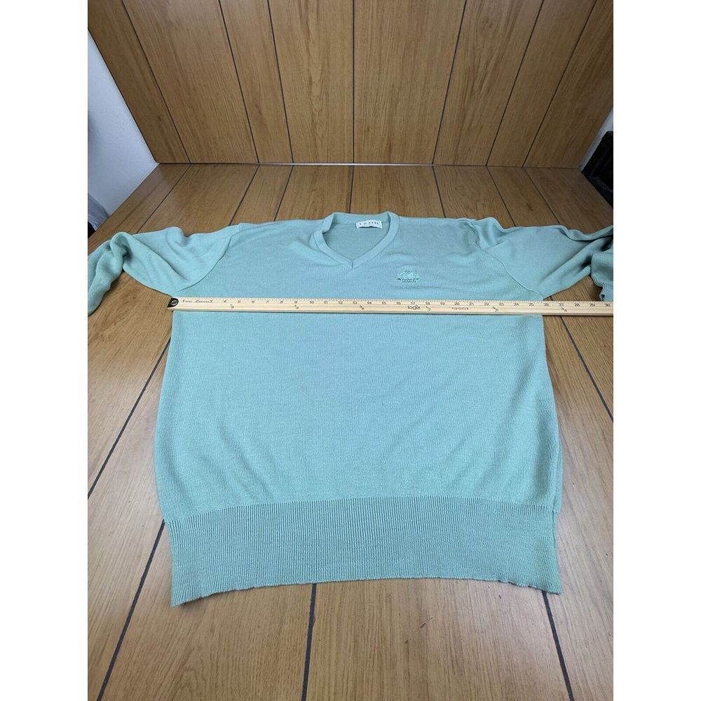 Vintage Izod V-Neck Pullover Sweater Green USA Made‎ 100% Acrylic Mens XL - Picture 10 of 16
